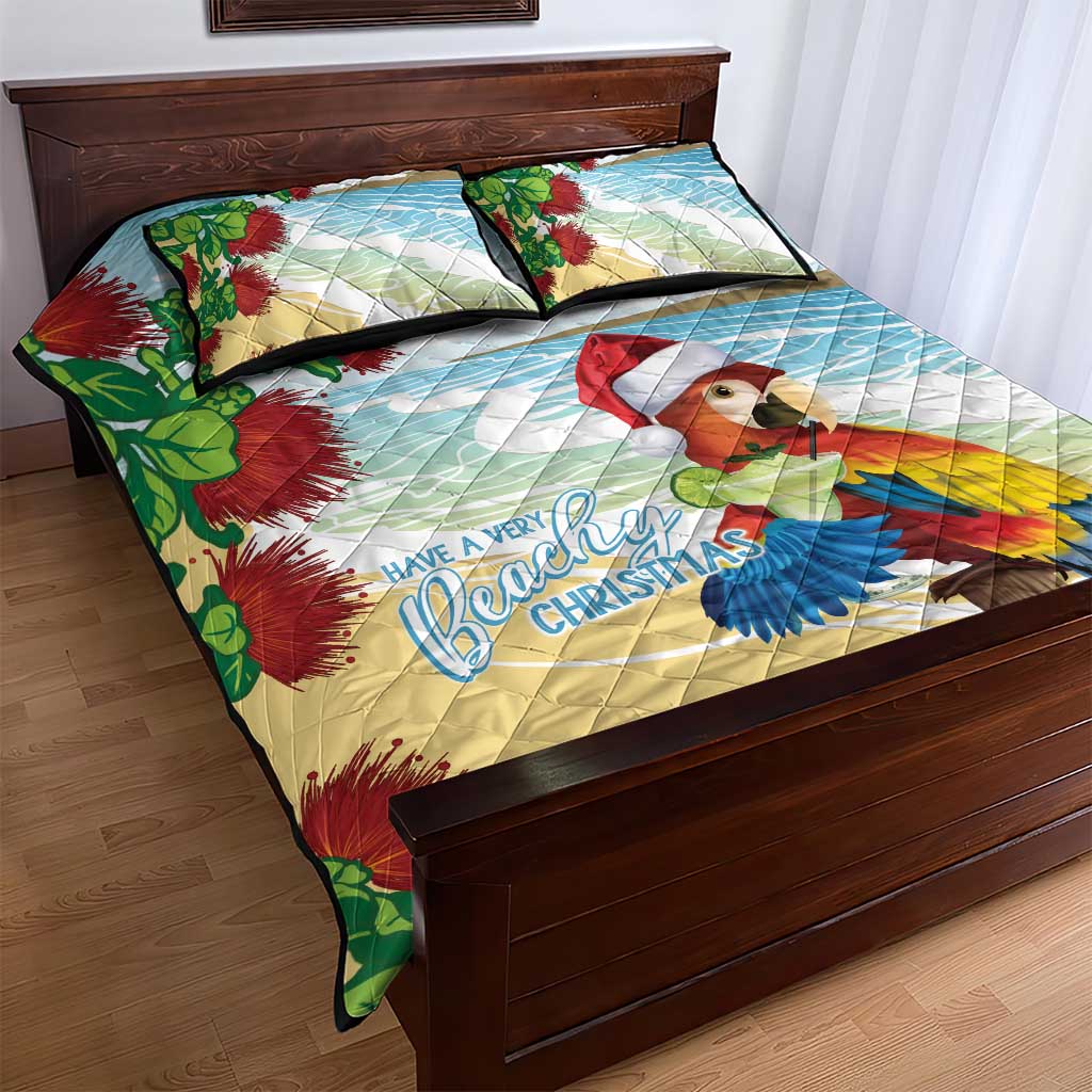Have A Very Beach Christmas Quilt Bed Set Parrot By Lehua Flower - Polynesian Pride