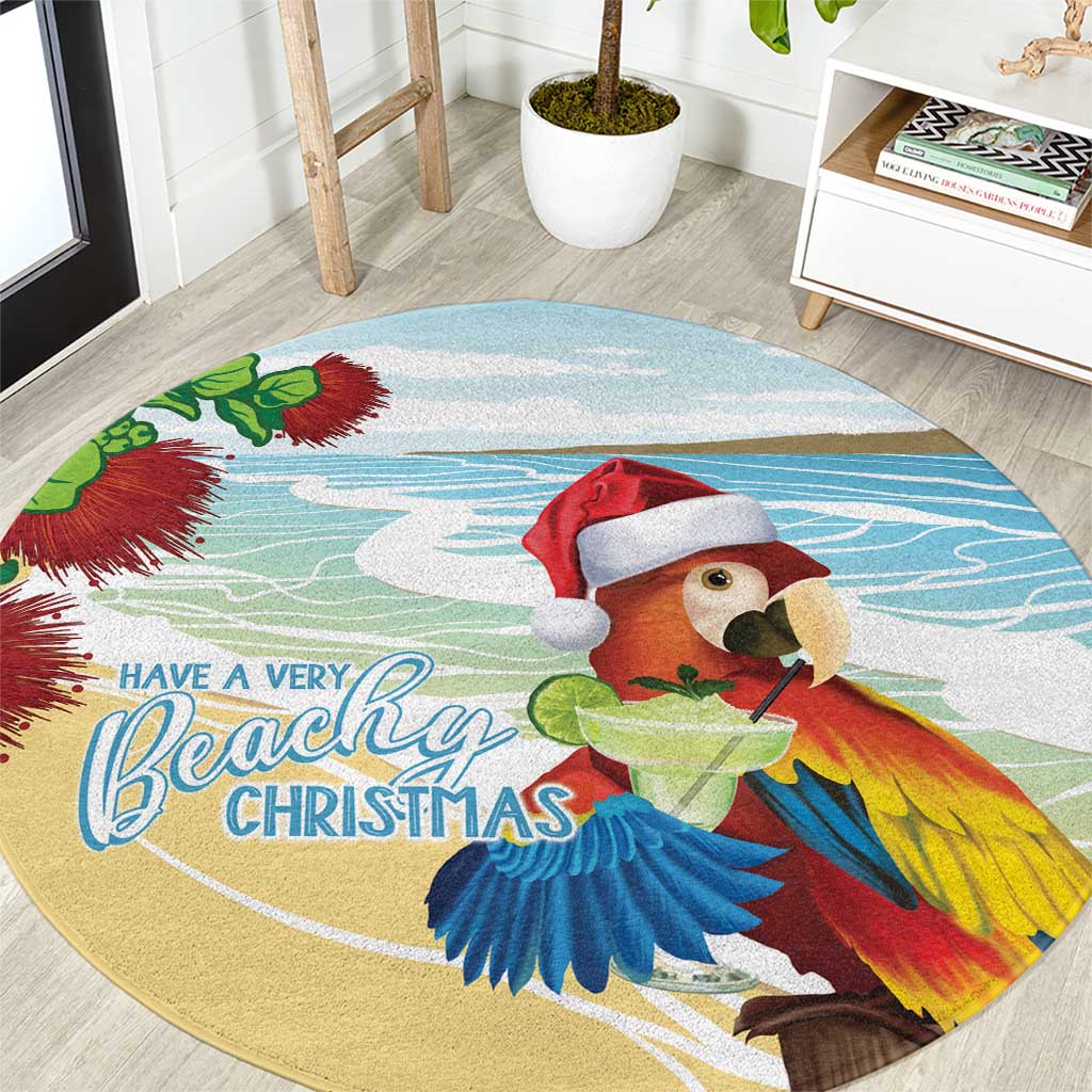 Have A Very Beach Christmas Round Carpet Parrot By Lehua Flower - Polynesian Pride