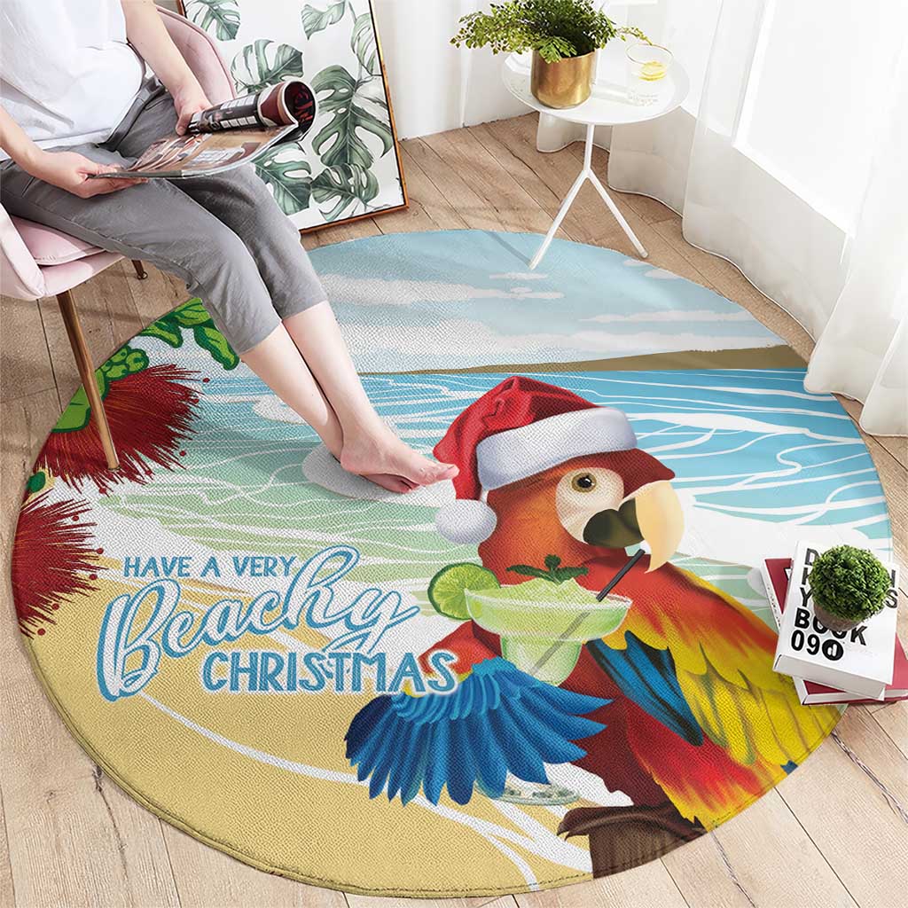 Have A Very Beach Christmas Round Carpet Parrot By Lehua Flower - Polynesian Pride
