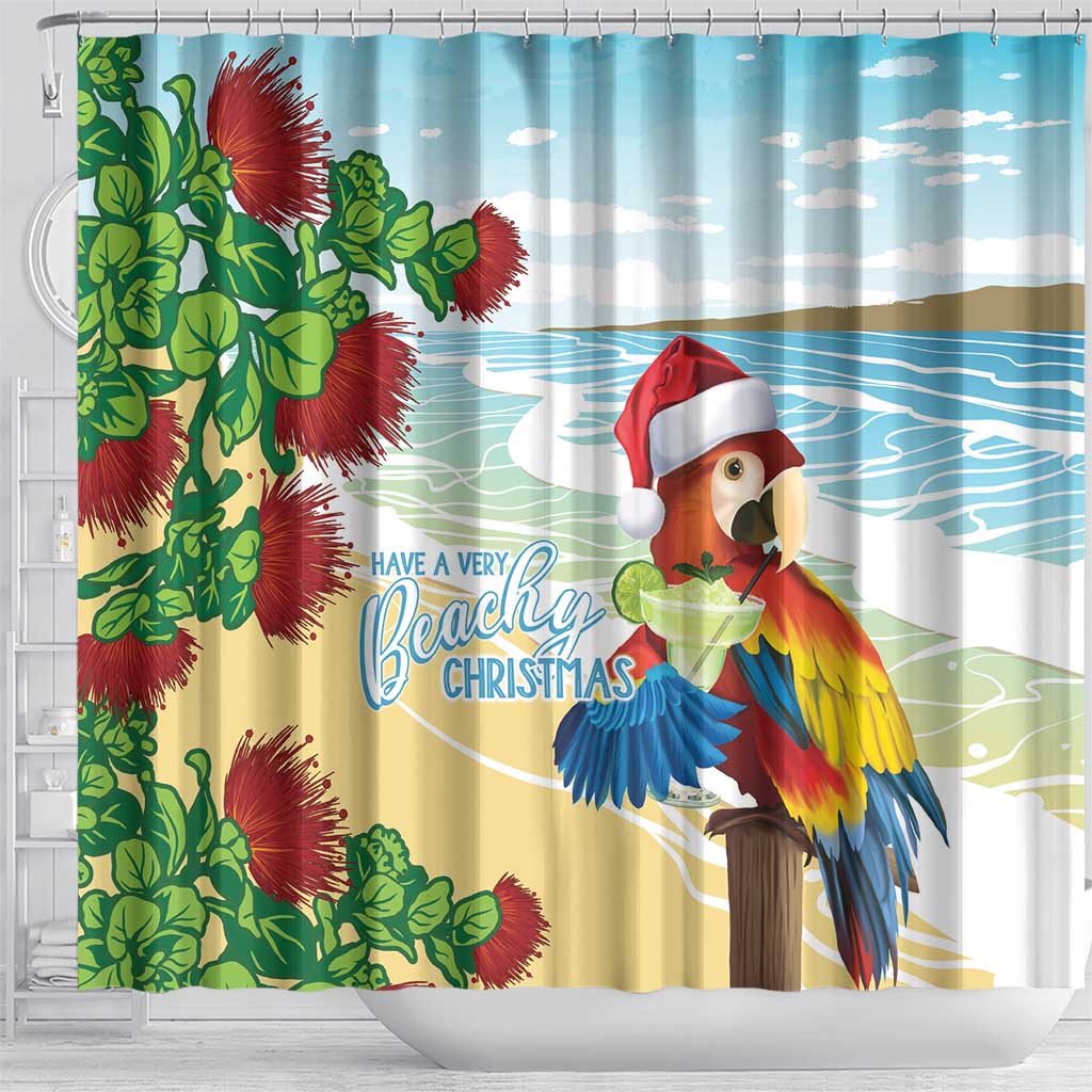 Have A Very Beach Christmas Shower Curtain Parrot By Lehua Flower - Polynesian Pride