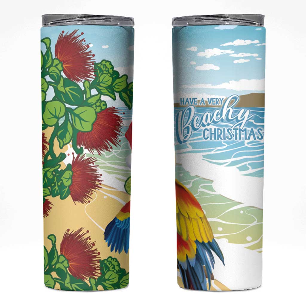 Have A Very Beach Christmas Skinny Tumbler Parrot By Lehua Flower - Polynesian Pride