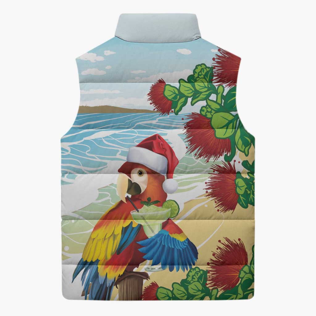 Have A Very Beach Christmas Sleeveless Puffer Jacket Parrot By Lehua Flower - Polynesian Pride