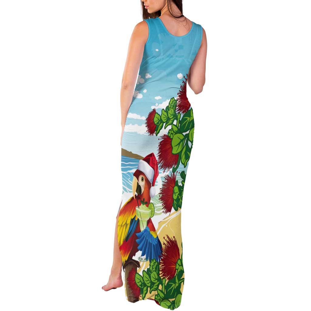 Have A Very Beach Christmas Tank Maxi Dress Parrot By Lehua Flower - Polynesian Pride