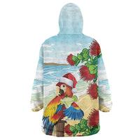 Have A Very Beach Christmas Wearable Blanket Hoodie Parrot By Lehua Flower - Polynesian Pride