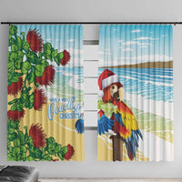 Have A Very Beach Christmas Window Curtain Parrot By Lehua Flower - Polynesian Pride