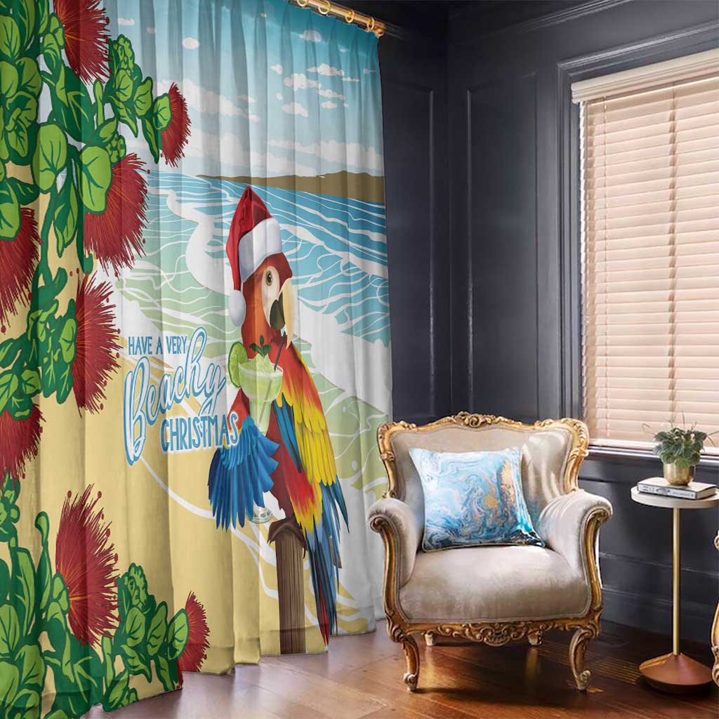 Have A Very Beach Christmas Window Curtain Parrot By Lehua Flower - Polynesian Pride