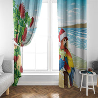 Have A Very Beach Christmas Window Curtain Parrot By Lehua Flower - Polynesian Pride