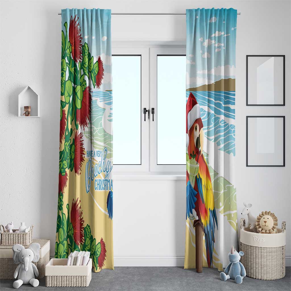 Have A Very Beach Christmas Window Curtain Parrot By Lehua Flower - Polynesian Pride
