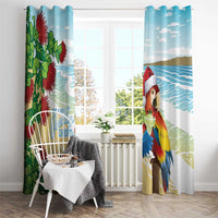Have A Very Beach Christmas Window Curtain Parrot By Lehua Flower - Polynesian Pride