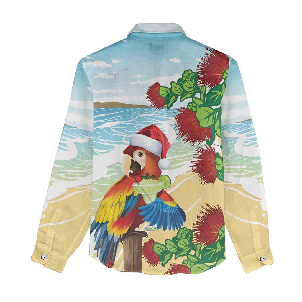 Have A Very Beach Christmas Women Casual Shirt Parrot By Lehua Flower - Polynesian Pride