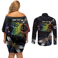 Personalised Polynesian Memorial Couples Matching Off Shoulder Short Dress and Long Sleeve Button Shirt Your Wings Were Ready But My Heart Was Not