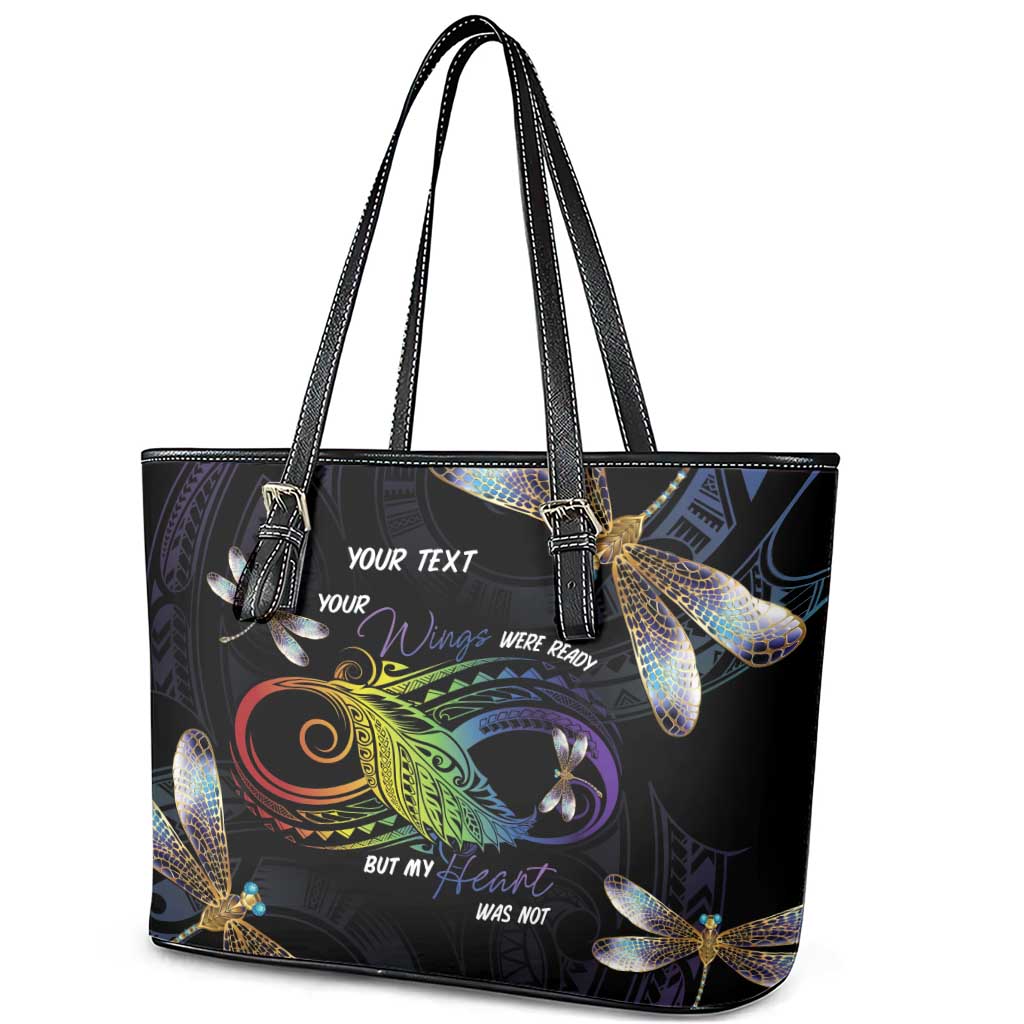Personalised Polynesian Memorial Leather Tote Bag Your Wings Were Ready But My Heart Was Not