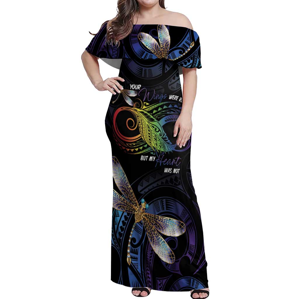 Personalised Polynesian Memorial Off Shoulder Maxi Dress Your Wings Were Ready But My Heart Was Not