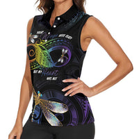 Personalised Polynesian Memorial Women Sleeveless Polo Shirt Your Wings Were Ready But My Heart Was Not