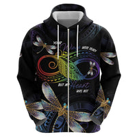 Personalised Polynesian Memorial Zip Hoodie Your Wings Were Ready But My Heart Was Not LT7 - Polynesian Pride