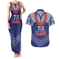 Toa Samoa Rugby Custom Couples Matching Tank Maxi Dress and Hawaiian Shirt Ulafala Mix Nifo'oti - Polynesian Pride