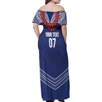 Toa Samoa Rugby Custom Family Matching Off Shoulder Maxi Dress and Hawaiian Shirt Ulafala Mix Nifo'oti - Polynesian Pride