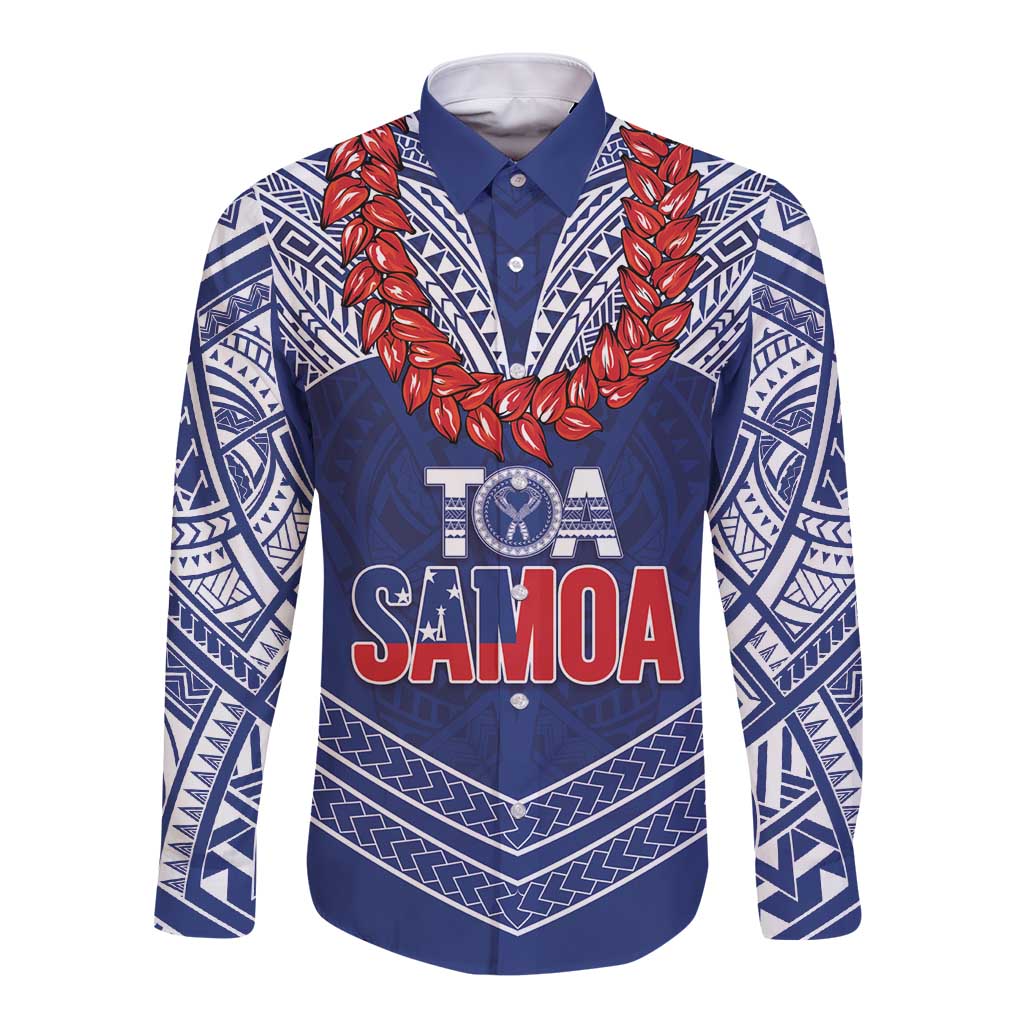 Toa Samoa Rugby Custom Long Sleeve Button Shirt Ulafala Mix Nifo'oti - Polynesian Pride