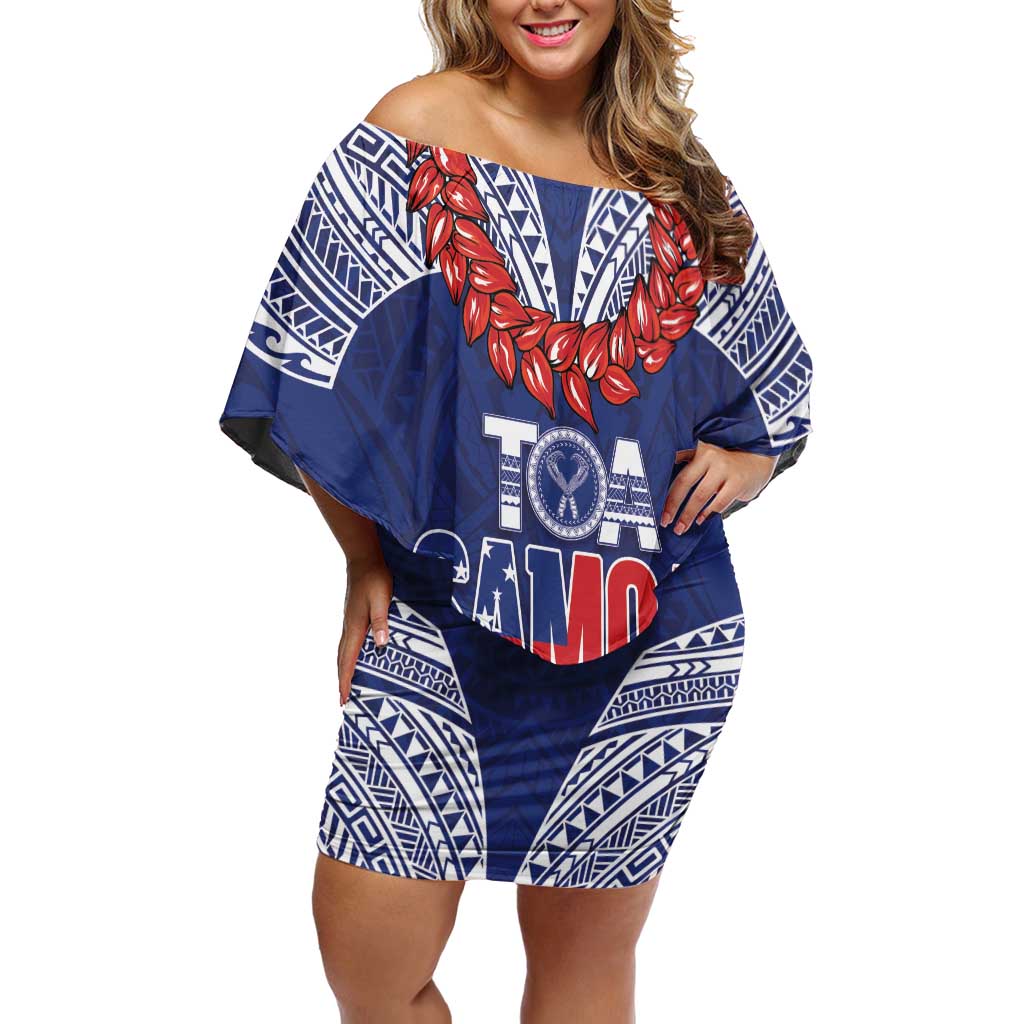 Toa Samoa Rugby Custom Off Shoulder Short Dress Ulafala Mix Nifo'oti - Polynesian Pride