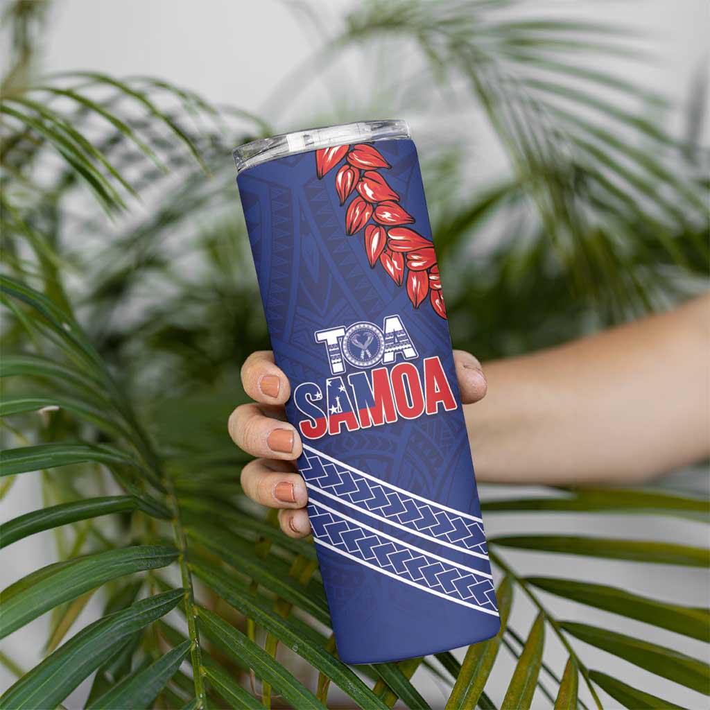 Toa Samoa Rugby Custom Skinny Tumbler Ulafala Mix Nifo'oti - Polynesian Pride