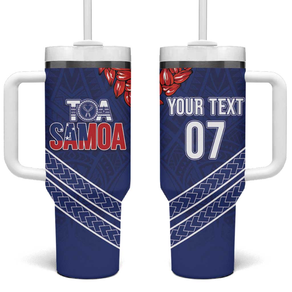 Toa Samoa Rugby Custom Tumbler With Handle Ulafala Mix Nifo'oti - Polynesian Pride