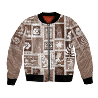Hawaii Christmas Retro Patchwork Bomber Jacket Brown LT7 Unisex Brown - Polynesian Pride