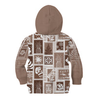 Hawaii Christmas Retro Patchwork Kid Hoodie Brown LT7 - Polynesian Pride