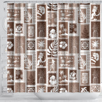 Hawaii Christmas Retro Patchwork Shower Curtain Brown LT7 - Polynesian Pride
