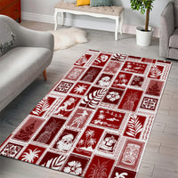 Hawaii Christmas Retro Patchwork Area Rug Red LT7 - Polynesian Pride