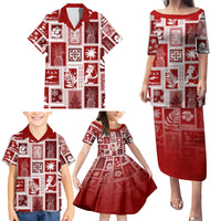 Hawaii Christmas Retro Patchwork Family Matching Puletasi Dress and Hawaiian Shirt Red LT7 - Polynesian Pride