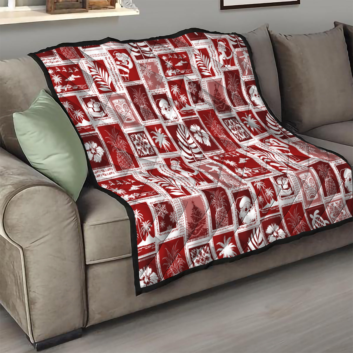 Hawaii Christmas Retro Patchwork Quilt Red LT7 - Polynesian Pride