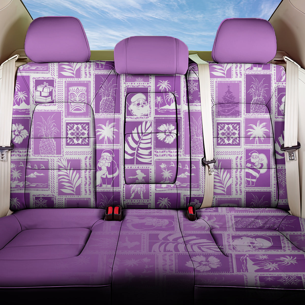 Hawaii Christmas Retro Patchwork Back Car Seat Cover Violet LT7 One Size Violet - Polynesian Pride