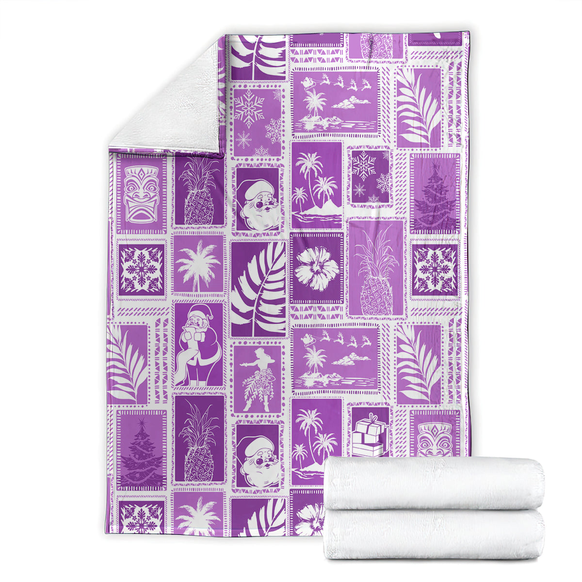 Hawaii Christmas Retro Patchwork Blanket Violet LT7 - Polynesian Pride