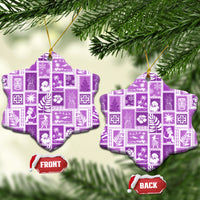 Hawaii Christmas Ceramic Ornament Retro Patchwork - Violet LT7 Snow Flake Violet - Polynesian Pride