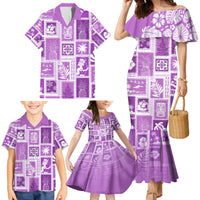 Hawaii Christmas Retro Patchwork Family Matching Mermaid Dress and Hawaiian Shirt Violet LT7 - Polynesian Pride
