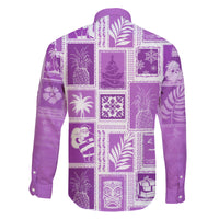 Hawaii Christmas Retro Patchwork Family Matching Puletasi Dress and Hawaiian Shirt Violet LT7 - Polynesian Pride