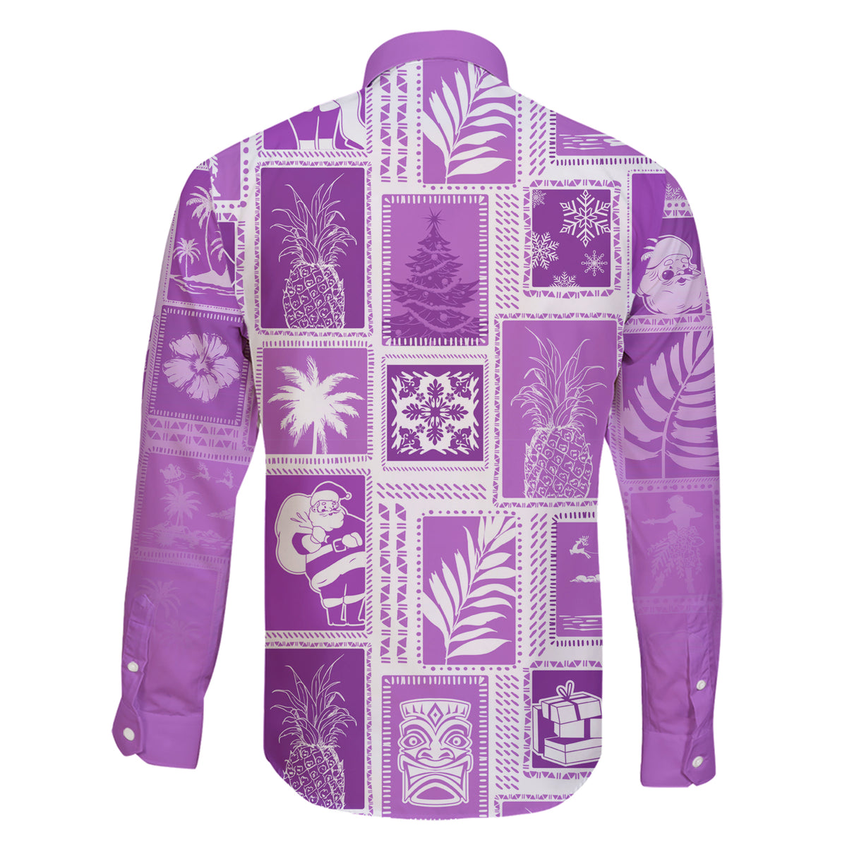 Hawaii Christmas Retro Patchwork Family Matching Short Sleeve Bodycon Dress and Hawaiian Shirt Violet LT7 - Polynesian Pride