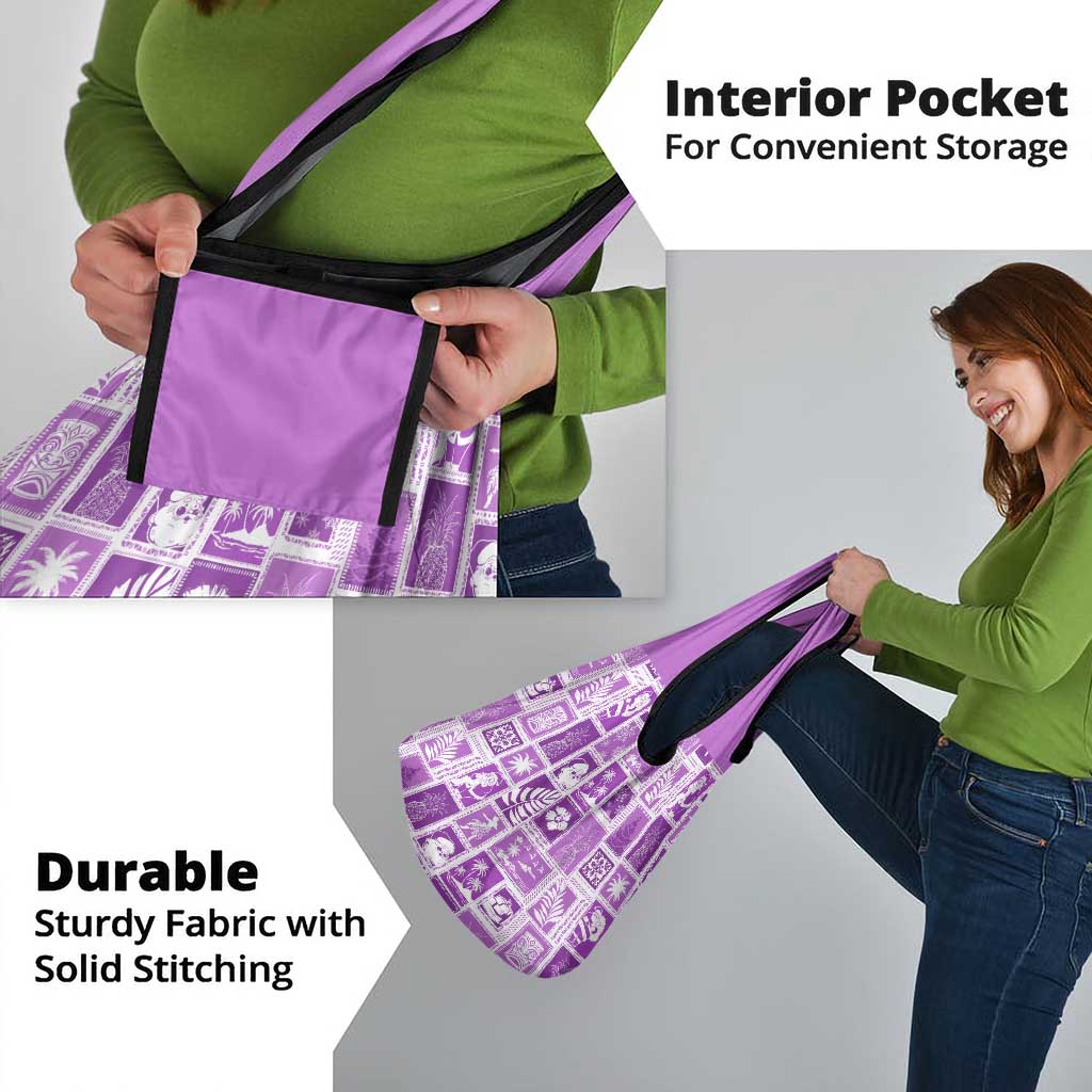 Hawaii Christmas Retro Patchwork Grocery Bag Violet