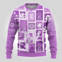 Hawaii Christmas Ugly Christmas Sweater Retro Patchwork - Violet LT7 - Polynesian Pride