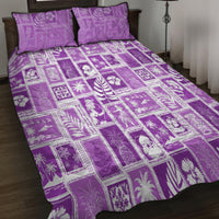 Hawaii Christmas Retro Patchwork Quilt Bed Set Violet LT7 - Polynesian Pride