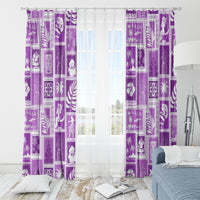Hawaii Christmas Retro Patchwork Window Curtain Violet LT7 - Polynesian Pride