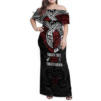 Maori Hongi Toitu Te Tiriti Family Matching Off Shoulder Maxi Dress and Hawaiian Shirt Tangata Tiriti Stand With Tangata Whenua