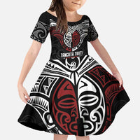 Maori Hongi Toitu Te Tiriti Family Matching Tank Maxi Dress and Hawaiian Shirt Tangata Tiriti Stand With Tangata Whenua LT7 Daughter's Dress Black - Polynesian Pride