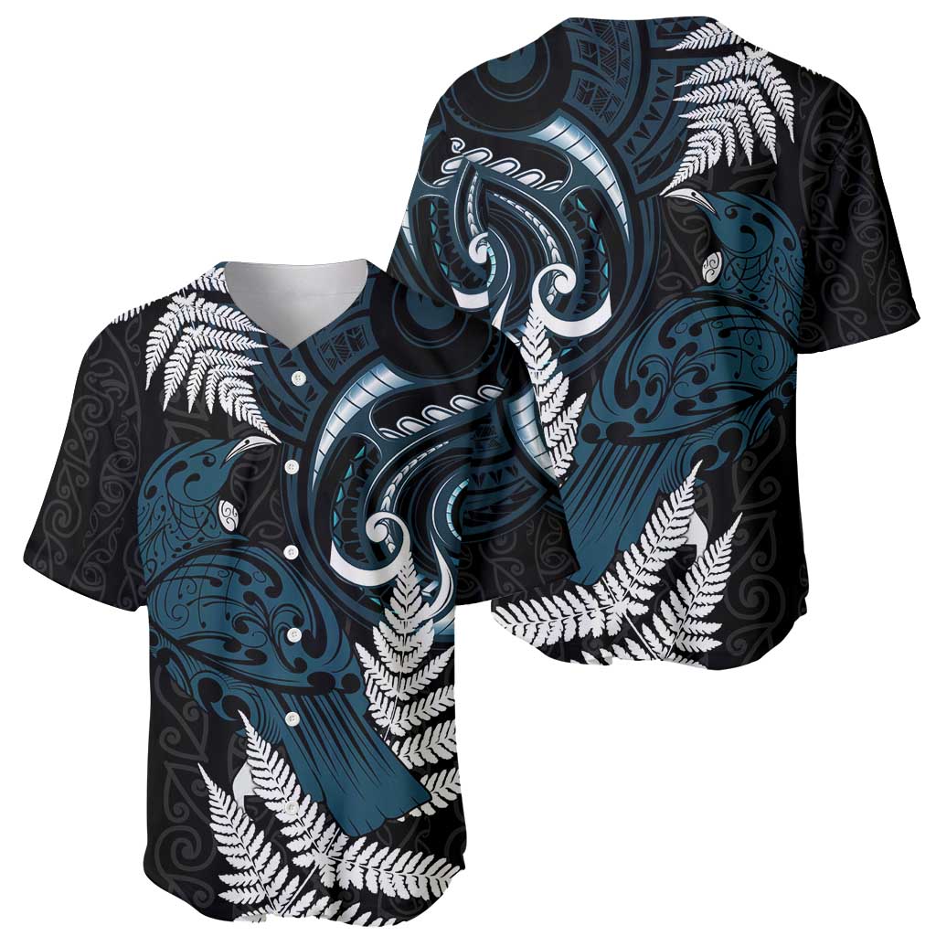 New Zealand Tui Bird Baseball Jersey Maori Kowhaiwhai LT7 - Polynesian Pride