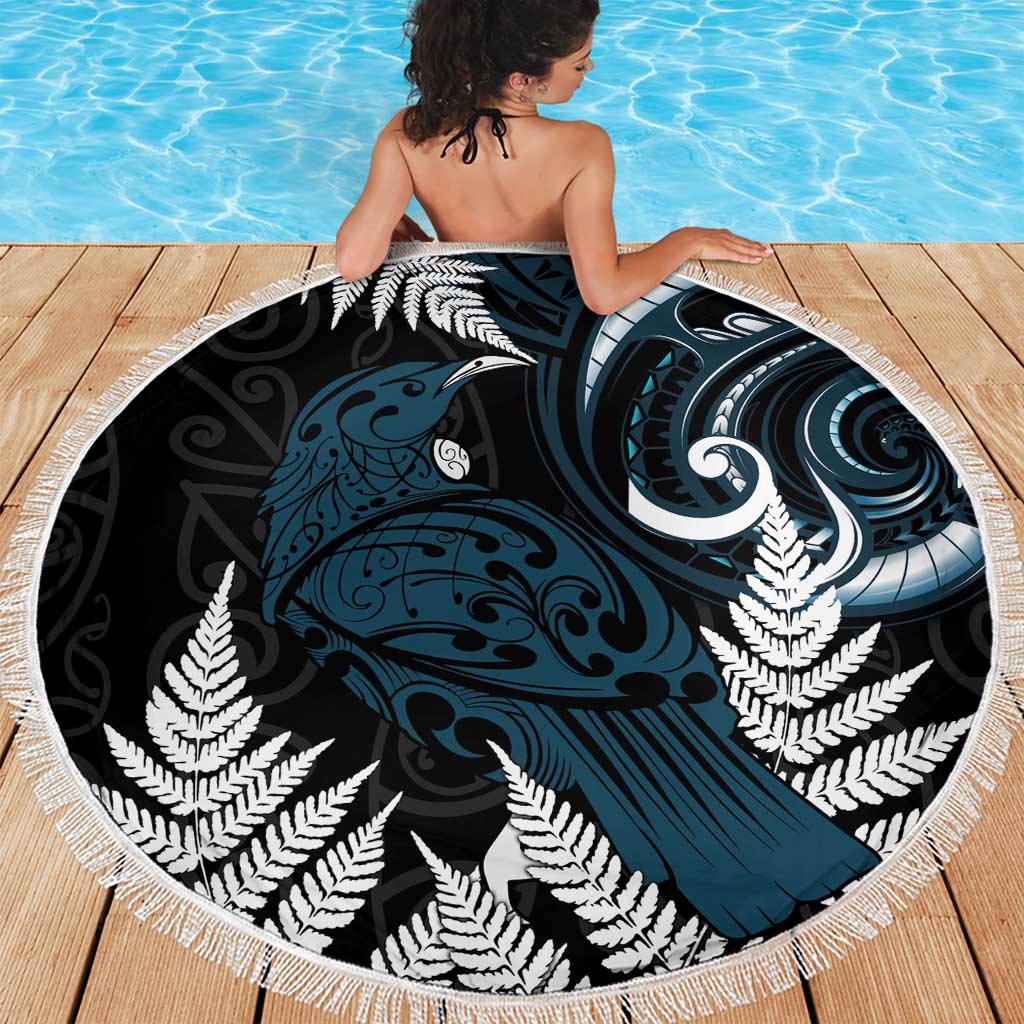 New Zealand Tui Bird Beach Blanket Maori Kowhaiwhai