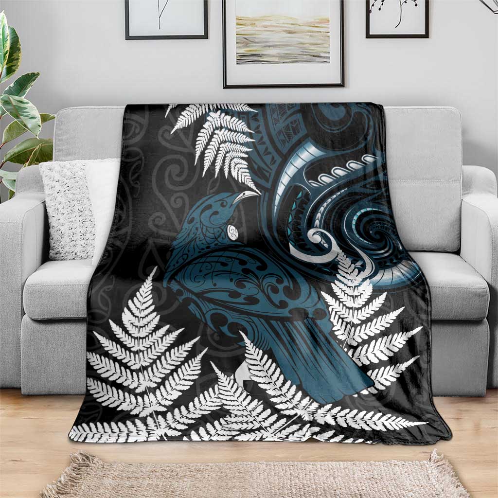 New Zealand Tui Bird Blanket Maori Kowhaiwhai