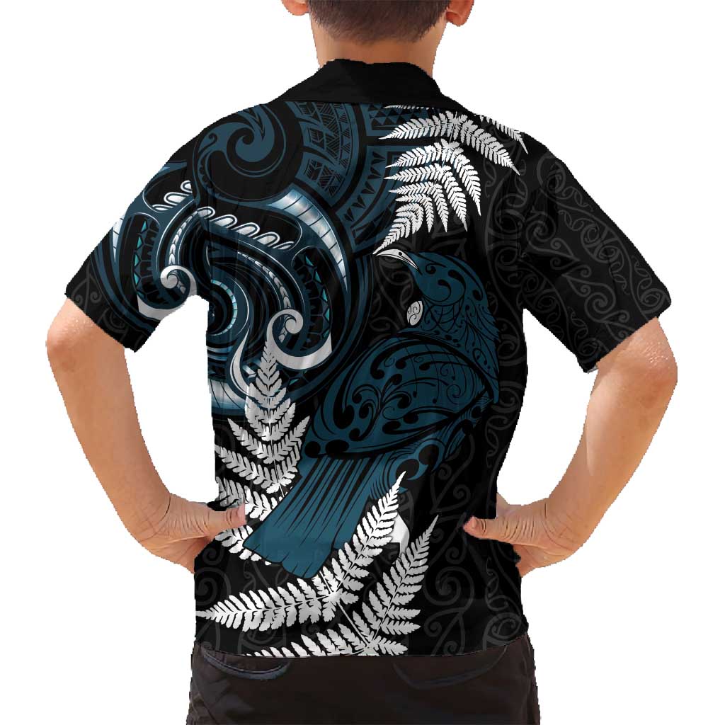 New Zealand Tui Bird Family Matching Tank Maxi Dress and Hawaiian Shirt Maori Kowhaiwhai LT7 - Polynesian Pride