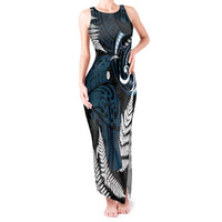 New Zealand Tui Bird Tank Maxi Dress Maori Kowhaiwhai LT7 Women Teal - Polynesian Pride