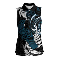 New Zealand Tui Bird Women Sleeveless Polo Shirt Maori Kowhaiwhai