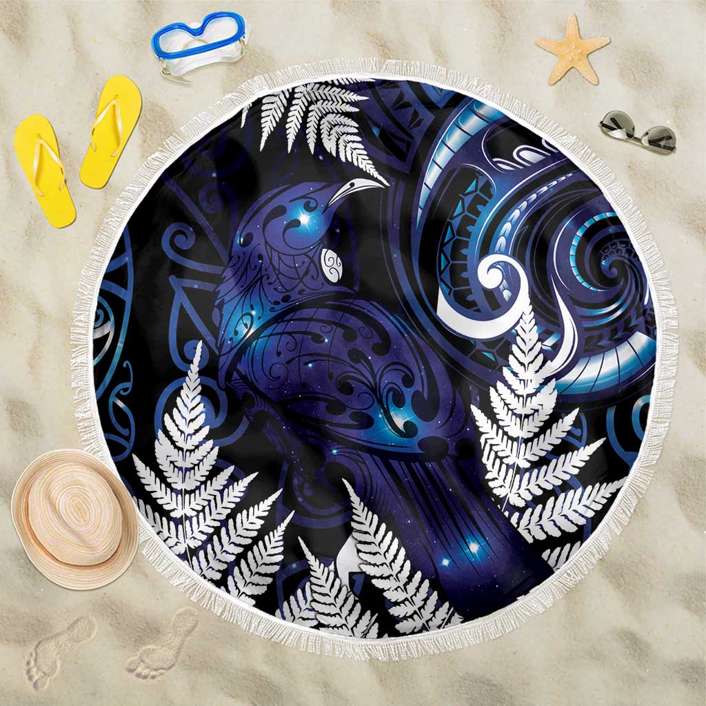 New Zealand Maori Matariki Beach Blanket Tui Bird Galaxy LT7 One Size 150cm Galaxy - Polynesian Pride